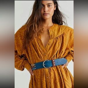 NWOT Free People Golden Can’t Stop Dreaming Jacquard Oversized Tunic Sz L
